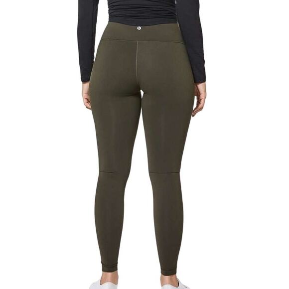 Lululemon Wunder Under Pant (Hi-Rise) Tech Mesh 28" Olive Women's Size 4 EUC - Picture 4 of 8